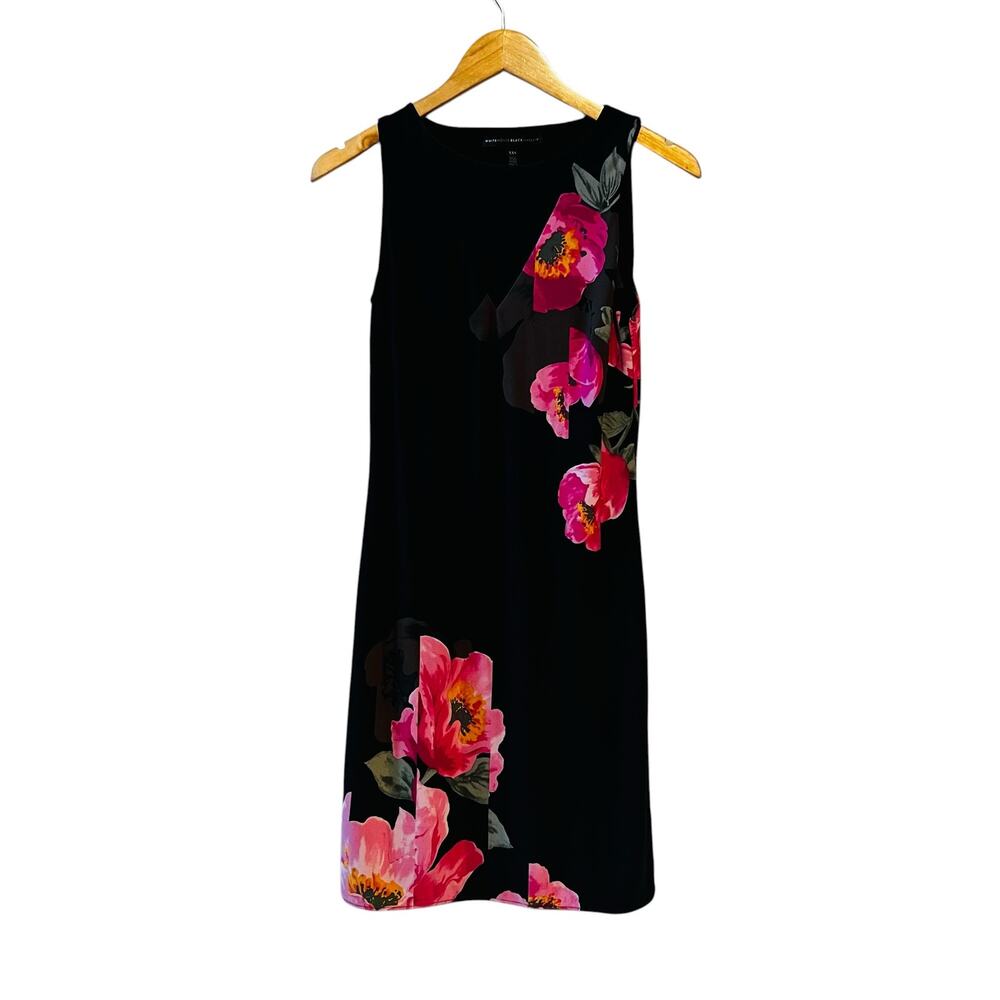 White House Black Market Black Floral Sleeveless Dress Size XXS